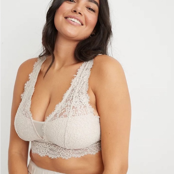 Aerie Eyelash Lace Padded Plunge Bralette -NWT - Picture 2 of 10
